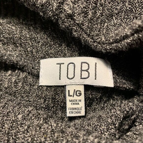 Tobi Gray Sleeveless Turtleneck Sweater Dress Sz L - Picture 3 of 6